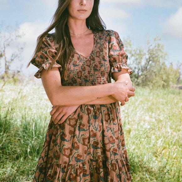 Christy Dawn RARE Brooklyn in Plum Flora Silk-Cotton Size XL - Picture 3 of 9